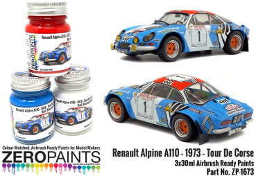 Renault Alpine A110 – 1973 – Tour De Corse Red - White - Blue Paint Set 3x30ml
